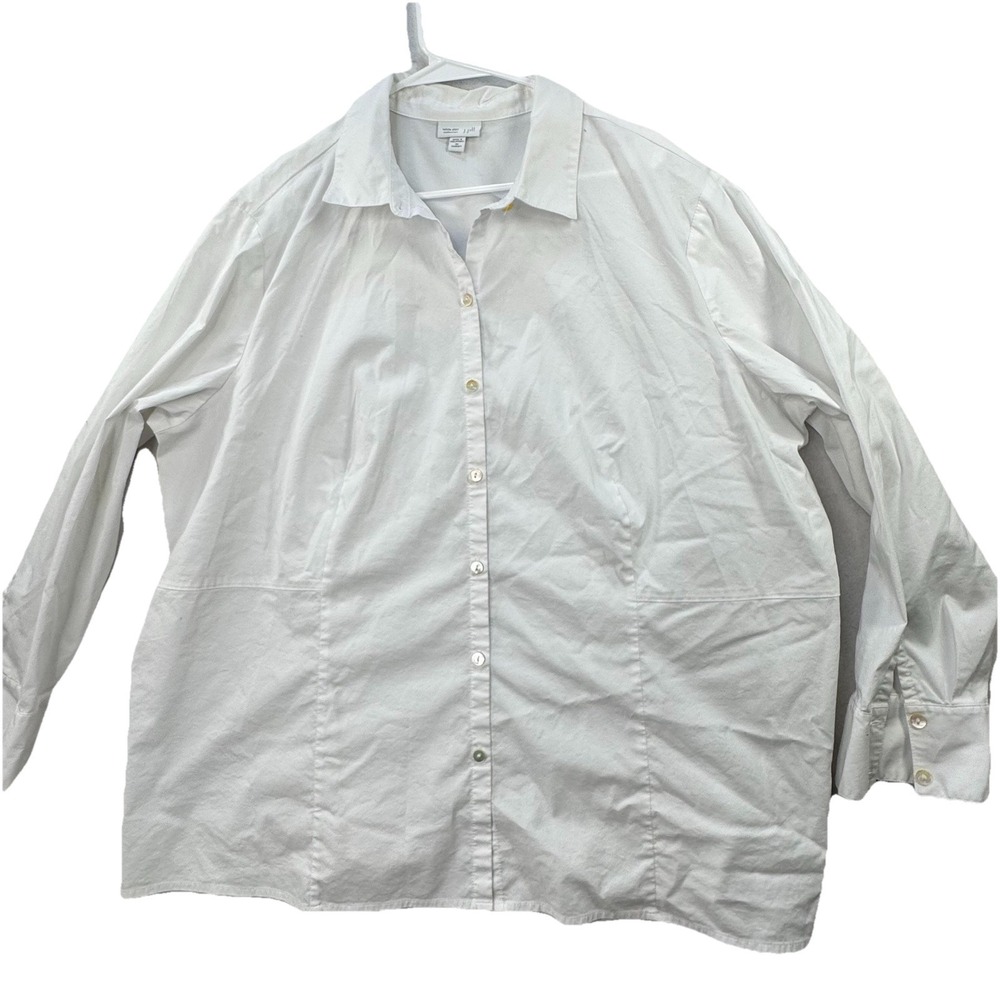J.Jill  "White Shirt Collection" Cotton Blend Full Button Yo Blouse Plus sz 3X